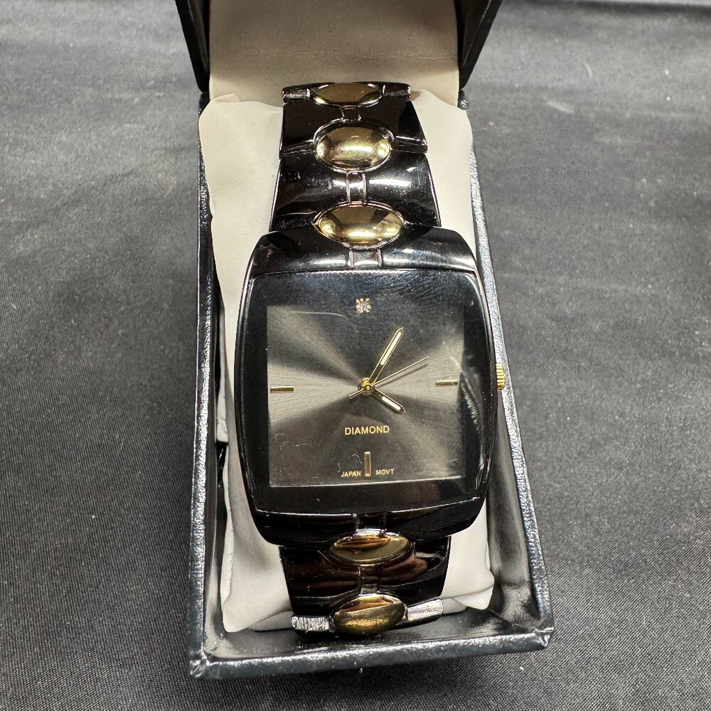 Vintage NOS Accutime Genuine Diamond Watch Model PB37GG